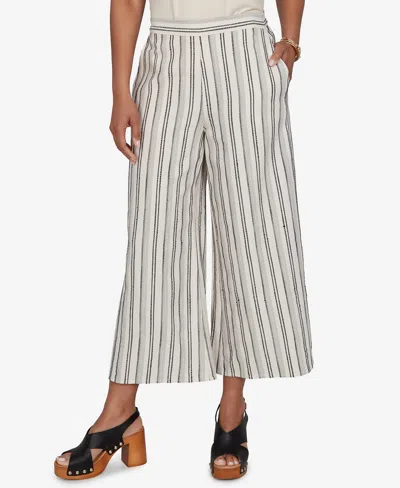 Ruby Rd. Petite Textured Stripe Elastic Waist Cropped Pants In Multi