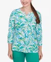 Ruby Rd. Petite Tossed Leaves Embellished Knit Top
