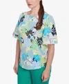 Ruby Rd. Petite Tropical Layered Print T Shirt In Blue