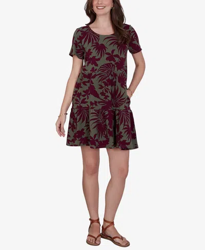 Ruby Rd. Petite Tropical Print Stretch Pocket Dress In Multi