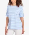 Ruby Rd. Petite Variegated Stripe Knit T Shirt In Blue
