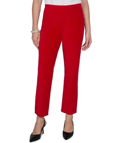 Ruby Rd. Petite Velvet Stretch Ankle-length Pants In Red