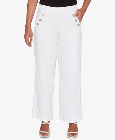 Ruby Rd. Petite Wide Leg Pull On White Sailor Jeans