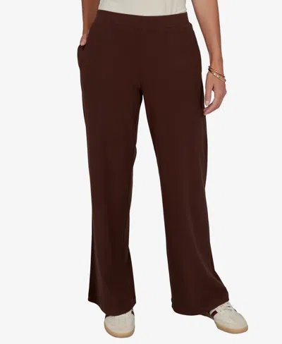 Ruby Rd. Petite Wide-leg Pull-on Ribbed Pants In Red