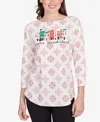Ruby Rd. Petite Winter Wonderland Snowflake Knit Top In White
