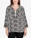 Ruby Rd. Petite Zebra Collared Knit Swing Jacket In Multi