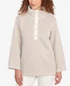 Ruby Rd. Petite Zig Zag Snappy Knit Top In White