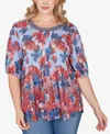 Ruby Rd. Ruby Rd Sublimation Mixed Latter Lace Jersey Top In Multi