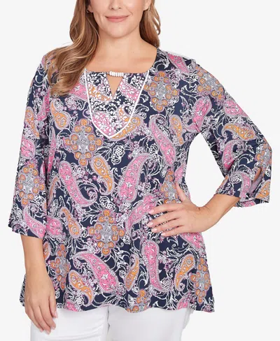Ruby Rd. Plus Size Beaded Neck Knit Top