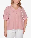 Ruby Rd. Plus Size Beaded Seersucker Portrait Collar Jacket In Multi