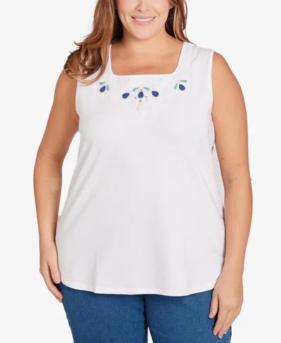 Ruby Rd. Plus Size Beaded Sleeveless Tank Top In White