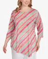 Ruby Rd. Plus Size Bias Stripe Beaded Top In Multi
