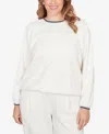 Ruby Rd. Plus Size Bubble Hem Fleck Knit Pullover Top In White