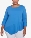 Ruby Rd. Plus Size Cable Stripe Ottoman Top In Azure