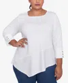 Ruby Rd. Plus Size Cable Stripe Ottoman Top In White