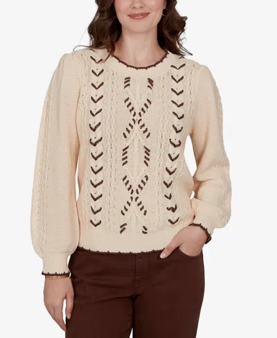 Ruby Rd. Plus Size Cable-knit Crewneck Sweater In Neutral