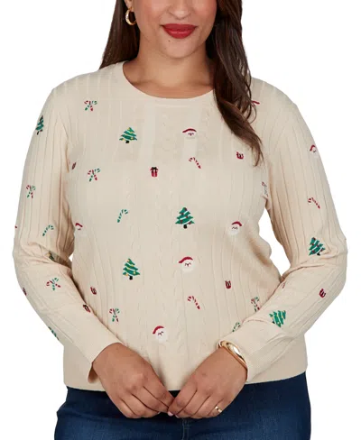 Ruby Rd. Plus Size Cable-knit Holiday Pullover Sweater In Brown