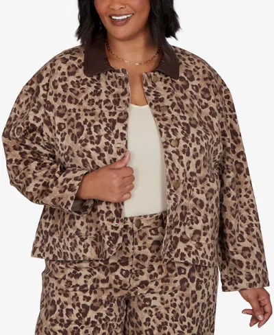 Ruby Rd. Plus Size Cheetah Print Denim Jacket In Multi