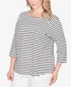 Ruby Rd. Plus Size Classic Marine Stripe Knit Top In White