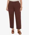 Ruby Rd. Plus Size Colored Denim Mid-rise Straight Pants In Brown