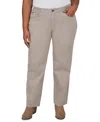 Ruby Rd. Plus Size Colored Denim Mid-rise Straight Pants In Neutral