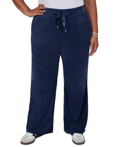 Ruby Rd. Plus Size Corduroy Wide-leg Pull-on Pants In Blue