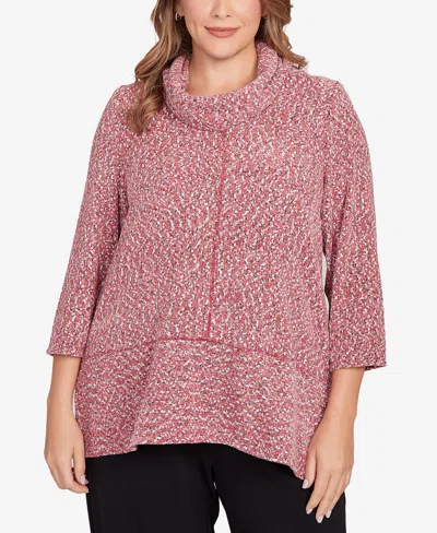 Ruby Rd. Plus Size Cowl Neck Spacedye Chenille Knit Top In Multi