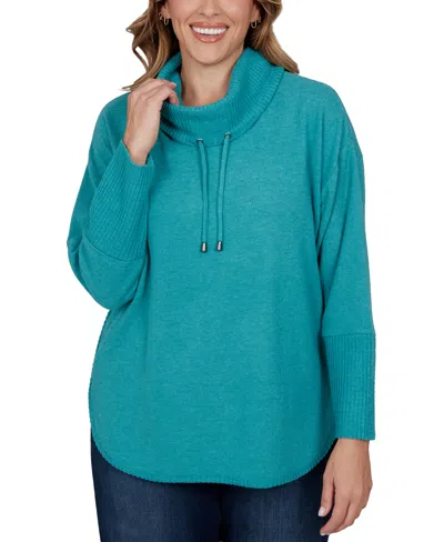 Ruby Rd. Plus Size Cowl-neck Long-sleeve Oversized Top In Green