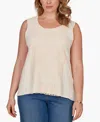 Ruby Rd. Plus Size Crochet Front Sweater Tank In Neutral