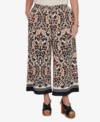 Ruby Rd. Plus Size Damask Textured Elastic Waist Pants In Multi