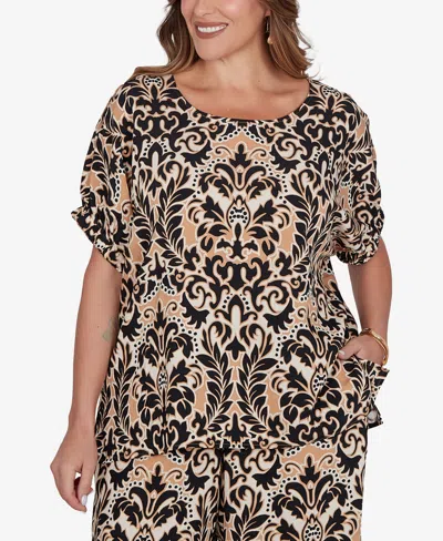 Ruby Rd. Plus Size Damask Textured T-shirt In Multi