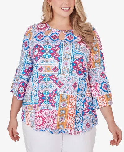 Ruby Rd. Plus Size Eclectic Knit Top In Ultramarine Multi