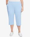 Ruby Rd. Plus Size Elastic Waist Pull-on French Terry Capri Pants In Chambray