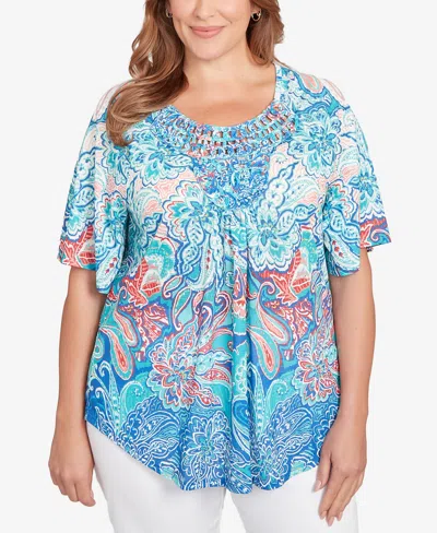 Ruby Rd. Plus Size Embellished Layered Paisley Top