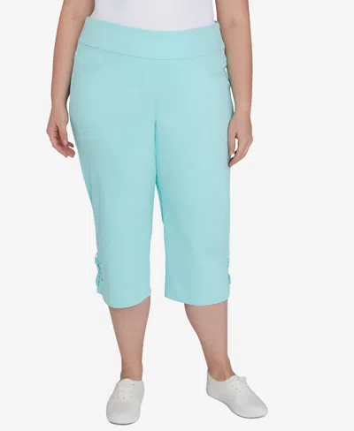 Ruby Rd. Plus Size Embellished Stretch Denim Capri Pants In Clear Blue