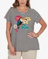 Ruby Rd. Plus Size Embellished Toucan Stripe Knit T-shirt In Multi