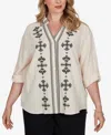Ruby Rd. Plus Size Embroidered Gauze Button Front Top In Multi