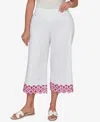Ruby Rd. Plus Size Embroidered Hem Colored Denim Pull-on Capri Pants In White