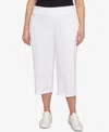 Ruby Rd. Plus Size Embroidered Hem Soft Stretch Denim Capri Pants In White