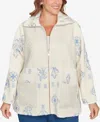 Ruby Rd. Plus Size Embroidered Quilted Shearling Jacket In White