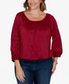 Ruby Rd. Plus Size Embroidered Scoop Neck Top In Red