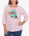 Ruby Rd. Plus Size Embroidered Ti Amo Top In Coral Multi
