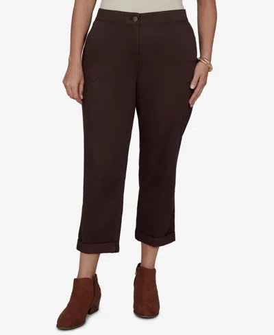 Ruby Rd. Plus Size Enzyme Wash Straight Cropped Pants In Brown
