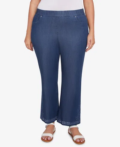 Ruby Rd. Plus Size Eyelet Embroidered Dark Bootcut Jeans In Indigo