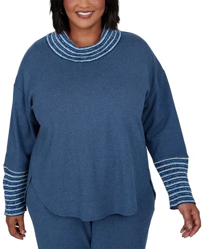 Ruby Rd. Plus Size Fair Isle Cowl Neck Sweater In Blue