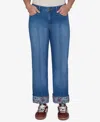 Ruby Rd. Plus Size Floral Cuff Stretch Ankle Jean In Blue