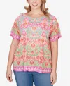 Ruby Rd. Plus Size Floral Damask Print Knit Top In Multi