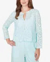 Ruby Rd. Plus Size Floral Eyelet Peplum Jacket In Green