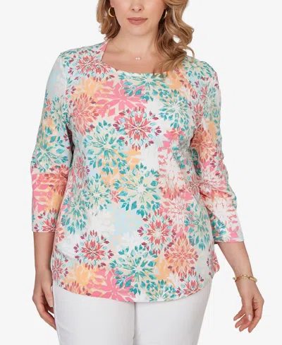 Ruby Rd. Plus Size Floral Medallion Knit Top In Multi