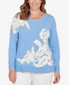 Ruby Rd. Plus Size Floral Paisley Eyelash Jacquard Sweater In Blue